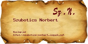 Szubotics Norbert névjegykártya