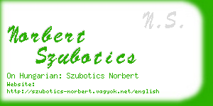 norbert szubotics business card